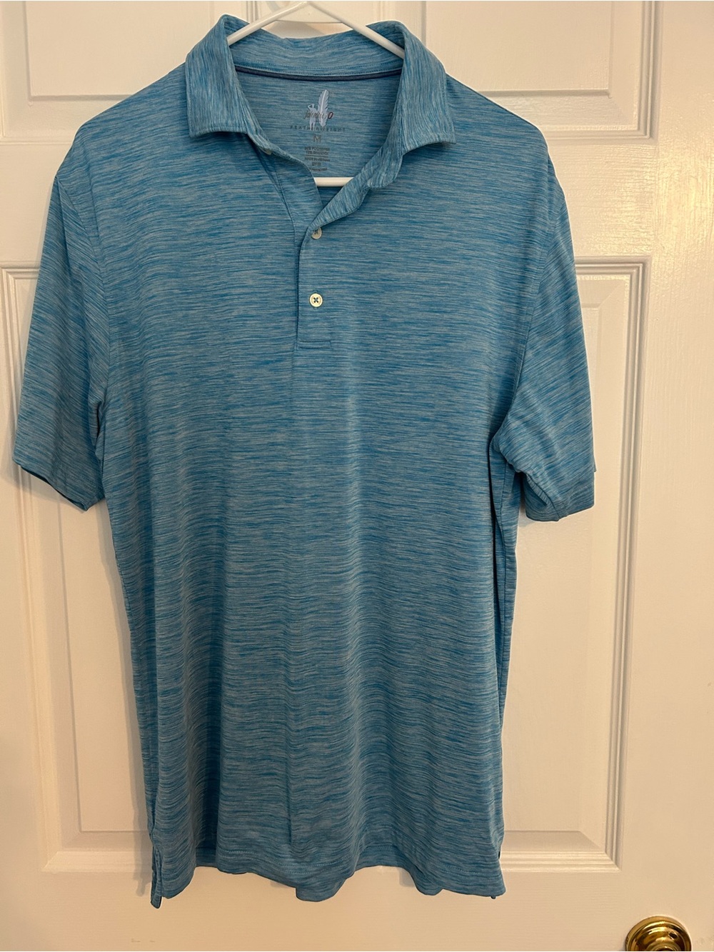 johnnie-O Featherweight Heather Turquoise Polo Shirt - Casual Short Sleeve
